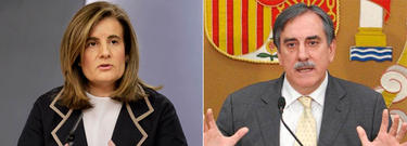 La ministra de Empleo, Ftima Bez (PP), y su antecesor, Valeriano Gmez (PSOE).