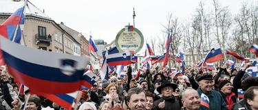 Manifestantes en Liubliana, Eslovenia | Corbis