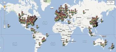 Ciudades con el servicio de trfico de Google Maps. | Google