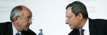 Miguel ngel Fernndez Ordez junto a Mario Draghi. |Efe