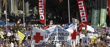 Manifestación contra la externalización hoy en Madrid.