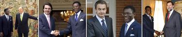 Obiang con el Rey, Aznar, Zapatero y Rajoy | Archivo/EFE