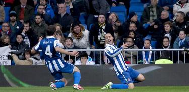 Sergio Garca celebra su gol en el Bernabu. | EFE