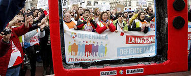 Una manifestacin de trabajadores de Telemadrid, hace unos das |EFE