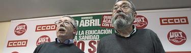 Cándido Méndez y Fernández Toxo tras la convocatoria de las manifestaciones de este domingo | EFE