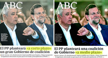 Primera y segunda edición de ABC, con los cambios en la portada.