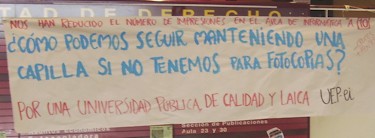 Pancarta en la Facultad de Derecho de la UCM | Agitacion.org