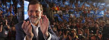 Mariano Rajoy, en un mitin del PP, durante esta campaa electoral. | EFE