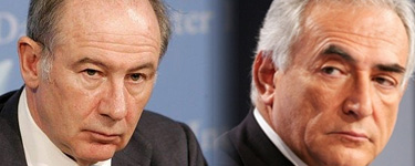 Los dos últimos presidentes del FMI: Rodrigo Rato y Dominique Strauss-Kahn.