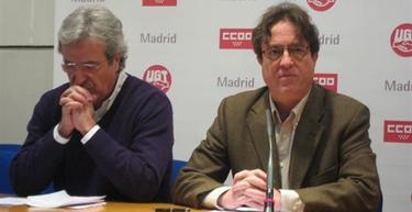 Los secretarios generales de CC.OO. y de UGT Madrid, Javier Lpez y Jos Ricardo Martnez. 