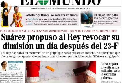 La portada de 'El Mundo' el domingo
