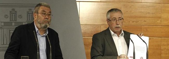 Cndido Mndez e Ignacio Fernndez Toxo, este jueves, en Moncloa. | EFE