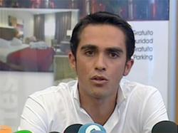 Alberto Contador, durante su comparecencia en el Hotel Las Artes de Pinto. | EFE