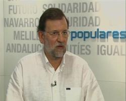 Rajoy, en la sede del PP, durante la entrevista. 