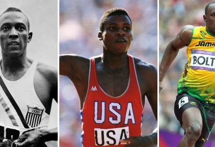 Así hubiera sido una final olímpica entre Usain Bolt, Carl Lewis y Jesse Owens