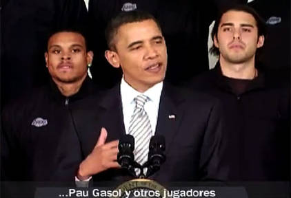 El presidente de EEUU, Barack Obama, recibe a los jugadores de Los Angeles Lakers en la Casa Blanca. | EFE