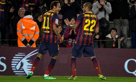 Neymar y Alves en el Barcelona. |  Cordon Press