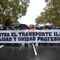 Otra de las pancartas en la cabecera de la manifestación "Contra el transporte ilegal, calidad y unidad profesional".