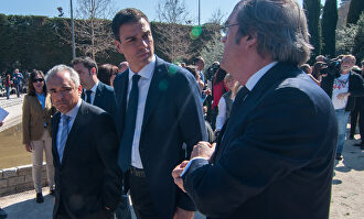 Pedro Sánchez, entre Rafael SImancas y Ángel Gabilondo |  LD/C.Jordá