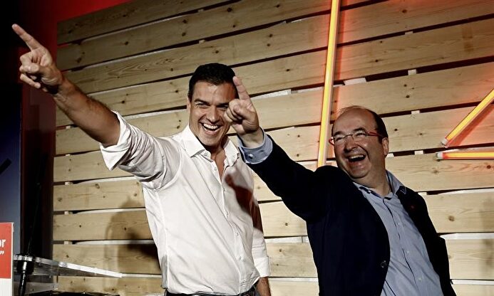 Pedro Sánchez y Miquel Iceta, en Barcelona |  EFE