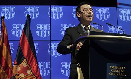 Bartomeu en la Asamblea de compromisarios. | EFE