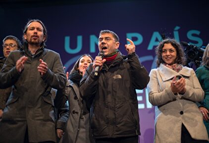 El líder de Podemos, Pablo Iglesias y Juan Carlos Monedero | Cordon Press