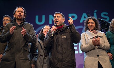 El líder de Podemos, Pablo Iglesias y Juan Carlos Monedero | Cordon Press