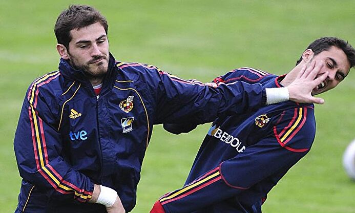 ker Casillas y Álvaro Arbeloa, en un entrenamiento de la selección española. | Archivo