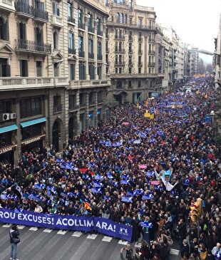 Manifestación pro refugiados celebrada en Barcelona el año pasado.