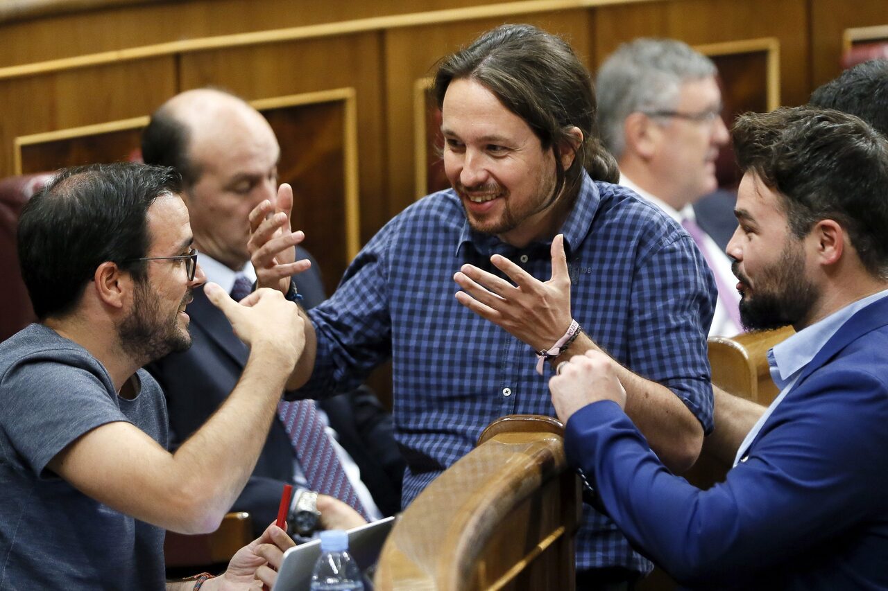 Alberto Garzón, Pablo Iglesias y Gabriel Rufián |  EFE