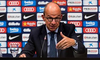 El vicepresidente Cardoner en rueda de prensa. |  Twitter FC Barcelona