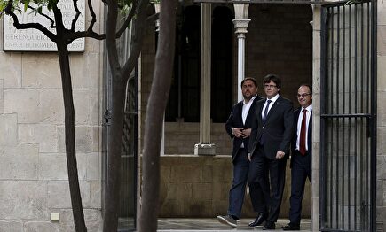 Junqueras, Puigdemont y Turull en una imagen de archivo. |  EFE
