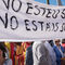 Una de las pancartas de apoyo a los catalanes.