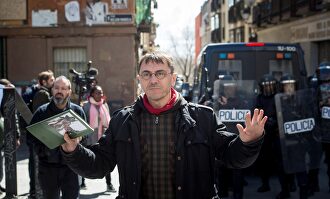 Monedero, en una protesta de Lavapiés, en una imagen de archivo. | EFE