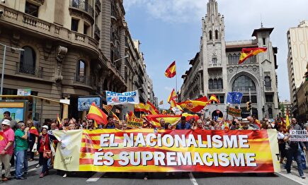 Manifestación en Cataluña contra el nacionalismo |  Twitter @hisomatemps