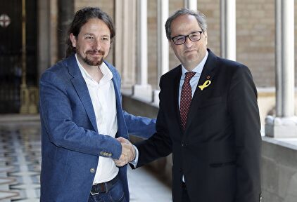 Iglesias y Torra en el Palau de la Generalidad |  EFE