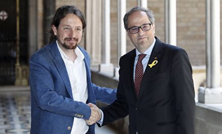 Iglesias y Torra en el Palau de la Generalidad |  EFE