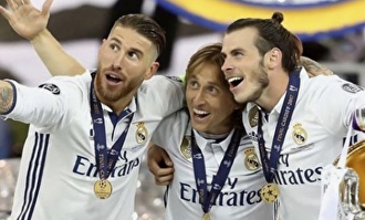 Ramos, Modric y Bale con la Champions. |  Pinterest