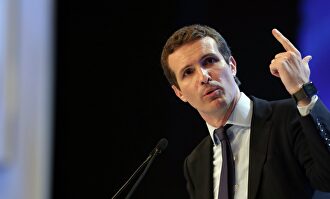 Pablo Casado, durante su discurso en el Congreso de Madrid de 2018 | EFE