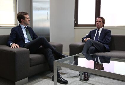 Aznar y Casado en Génova. | Diego Crespo (PP)