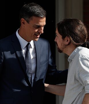 Pedro Sánchez y Pablo Iglesias en la Moncloa. |  Cordon Press