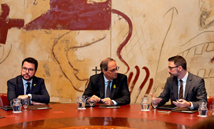 Pere Aragonés, Quim Torra y Víctor Cullell |  EFE
