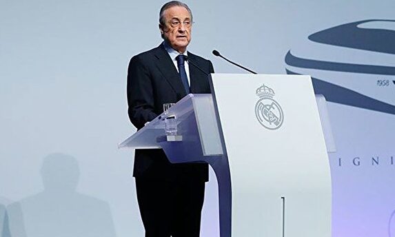 Florentino Pérez explica la situación económica y deportiva del Real Madrid. |  EFE