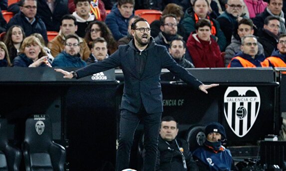 José Bordalás en un partido de esta temporada en Mestalla. |  EFE