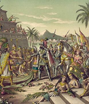 Encuentro de Hernán Cortés y Montezuma