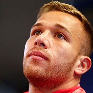 Arthur, en rueda de prensa con el Barcelona. | EFE