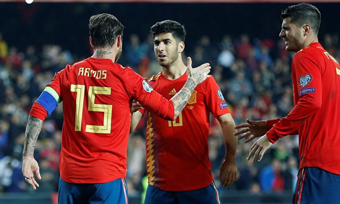 Ramos, Asensio y Morata celebran un gol | EFE