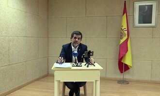 Jordi Sáncez durante la rueda de prensa en la cárcel. |  EFE