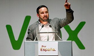 Santiago Abascal durante un mitin de campaña |  EFE