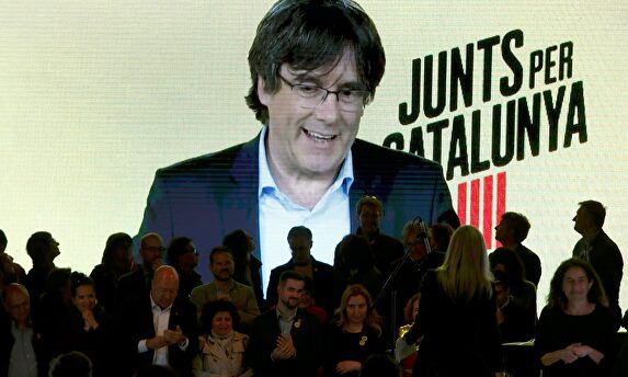 El expresidente catalán Carles Puigdemont durante una videoconferencia. | EFE